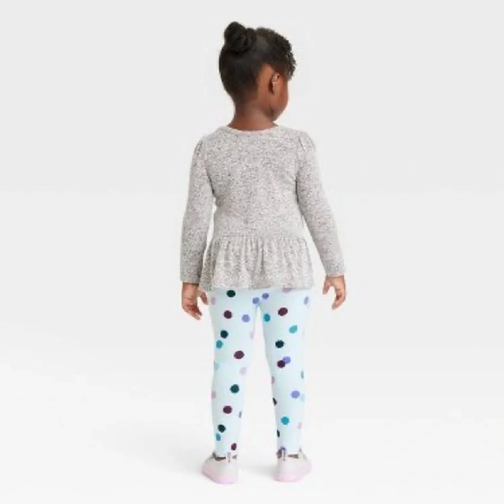 Hanukkah Girls Star of David Long Sleeve Top & Dot Leggings Cat & Jack Grey nwt